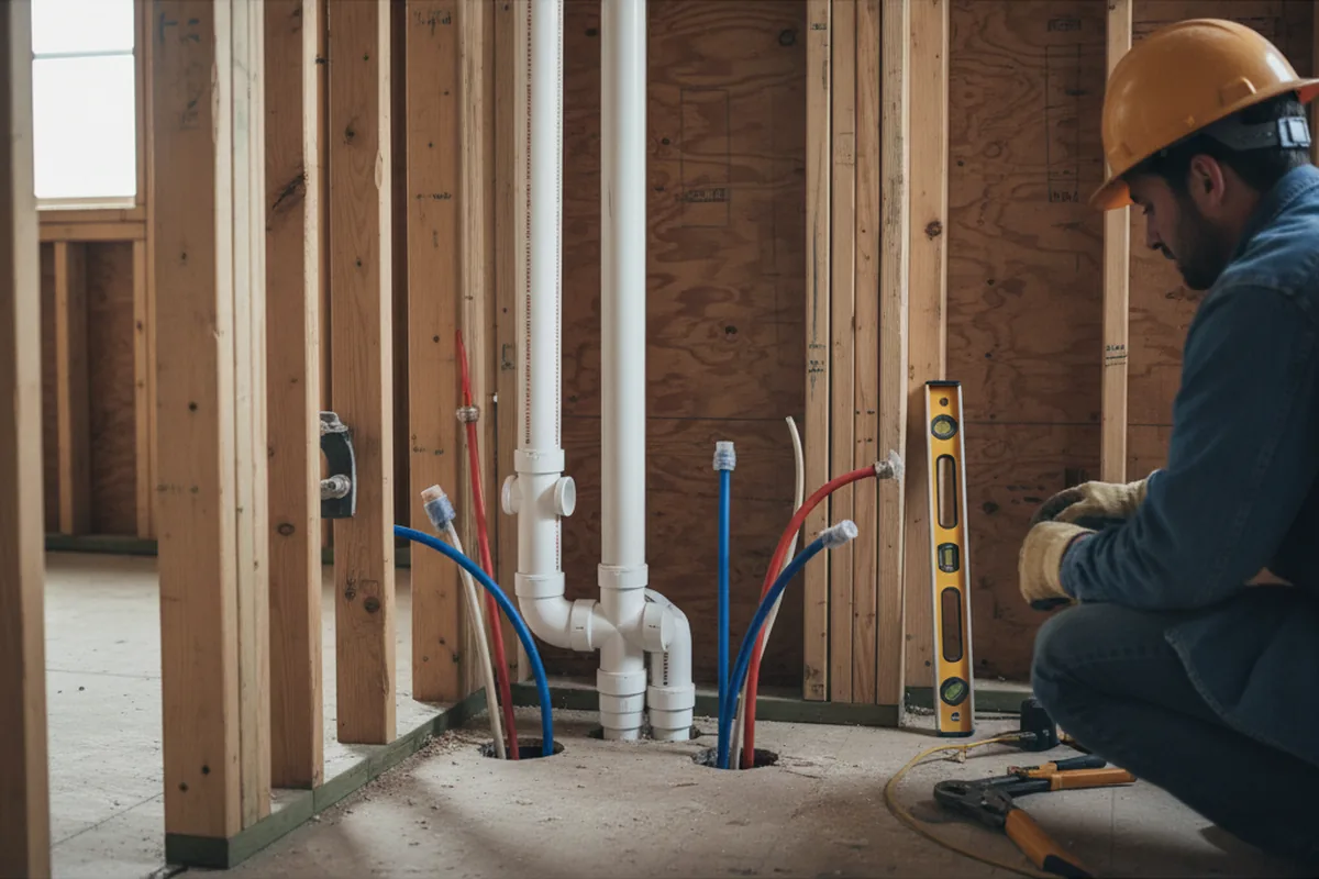 Drain and supply rough-in during Drain Cleaning in Hooper