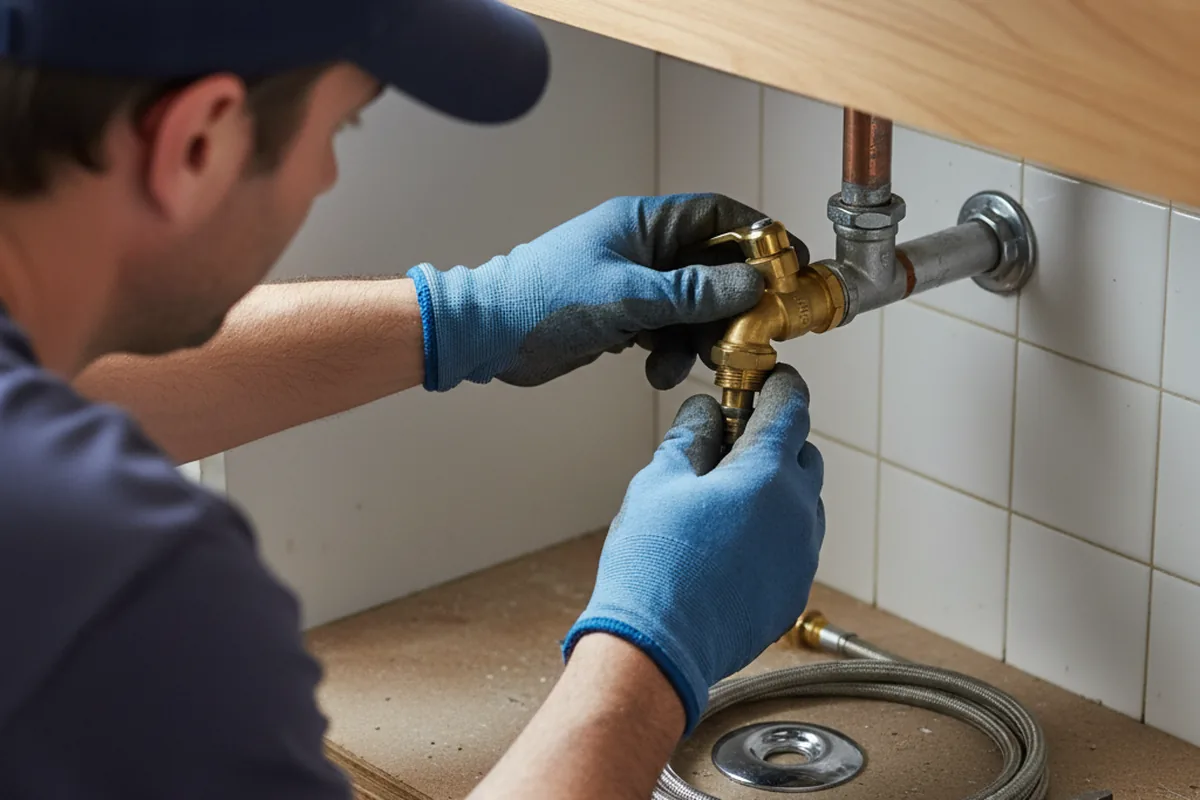 Shutoff valve and fitting work during Burst Pipe Repair in Hooper